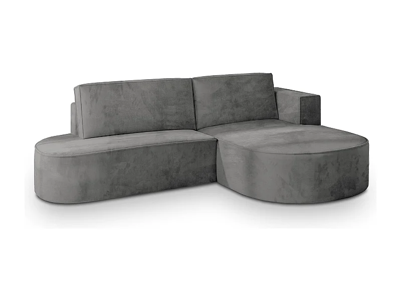 Canapé d'angle CORTIO Gris en velours avec fonction de couchage