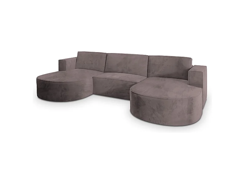 Canapé d'angle VEZZO Parme en velours avec fonction de couchage