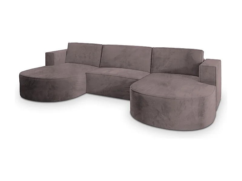 Canapé d'angle VEZZO Parme en velours avec fonction de couchage