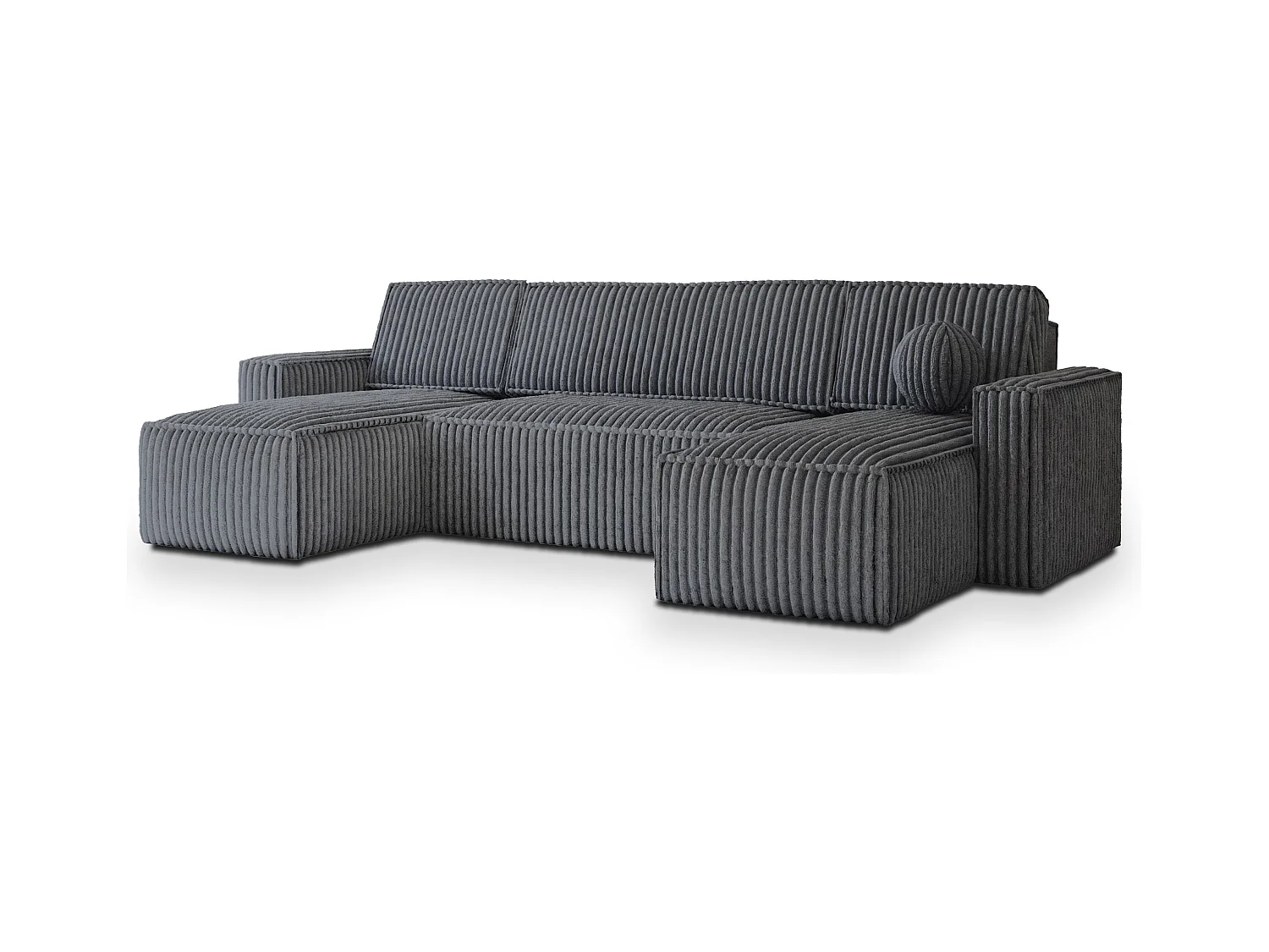 Canapé d'angle PESANO Gris anthracite en velours côtelé avec fonction de couchage