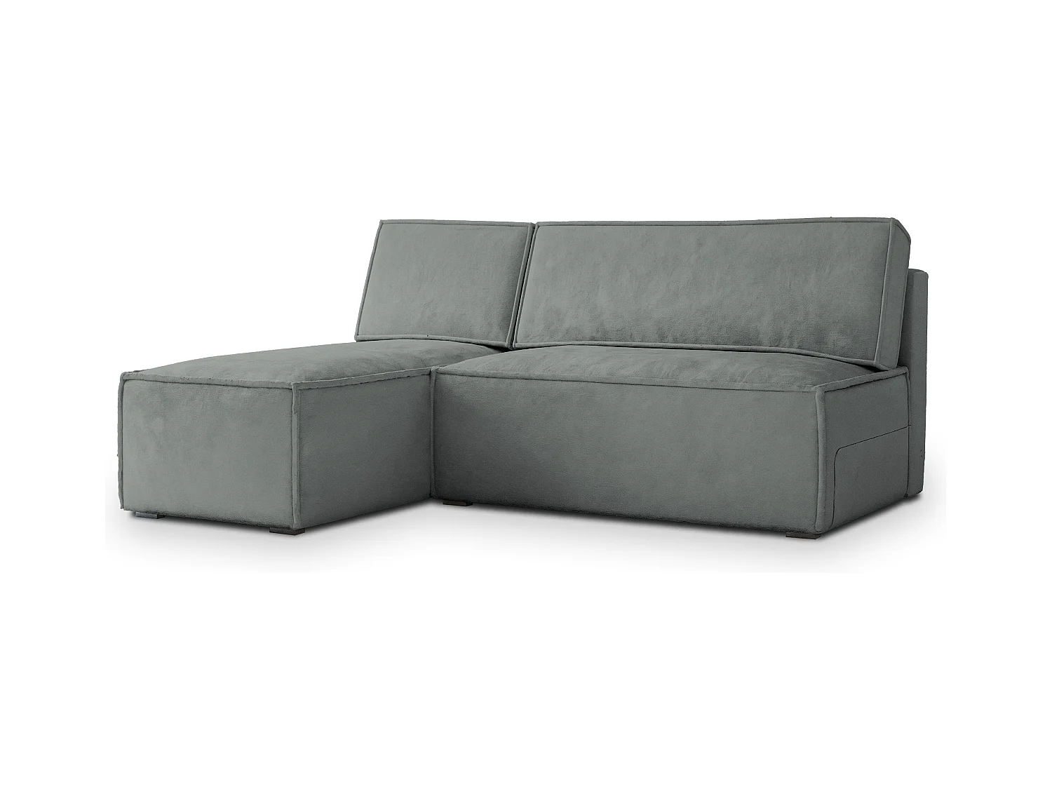 Canapé d'angle BRISO Gris en velours avec fonction de couchage