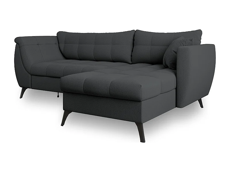 Canapé d'angle MOLLIS Gris anthracite en tissu texturé avec fonction de couchage