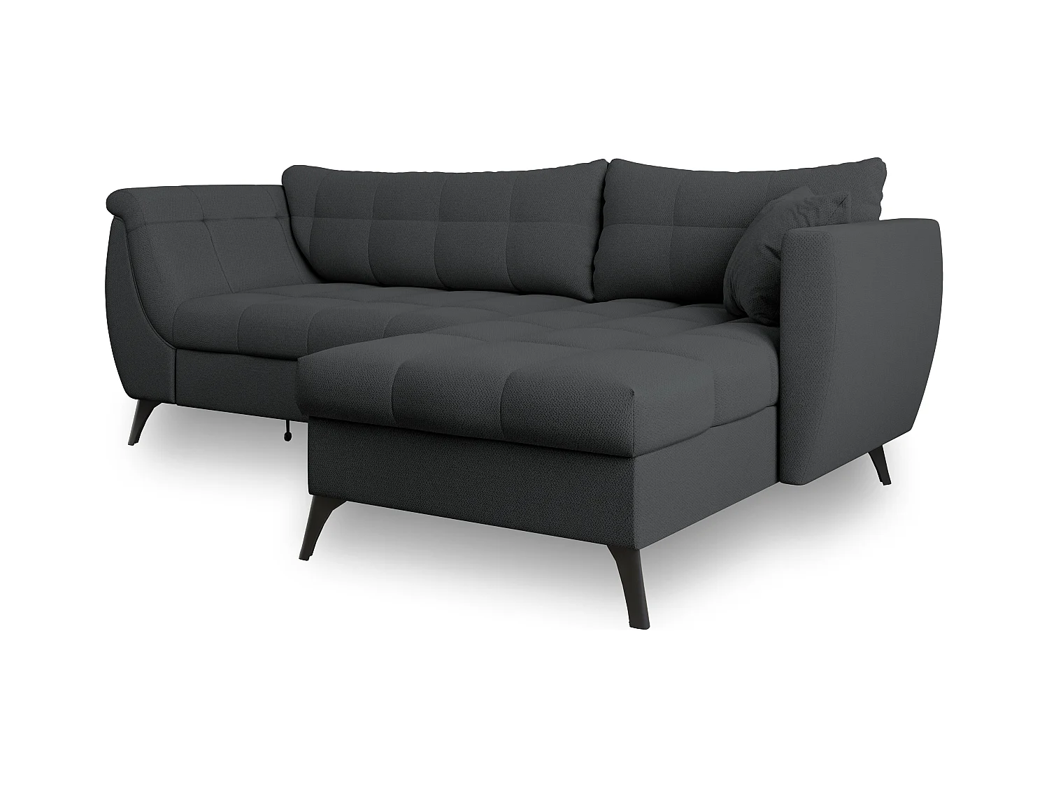 Canapé d'angle MOLLIS Gris anthracite en tissu texturé avec fonction de couchage