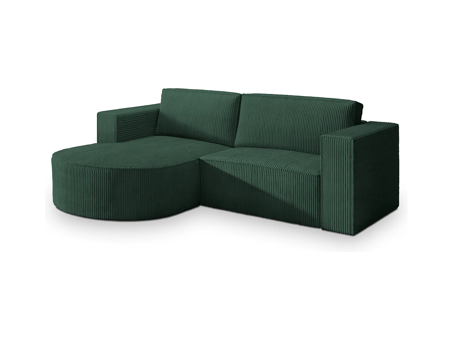 Canapé d'angle SORELA Vert en velours côtelé avec fonction de couchage