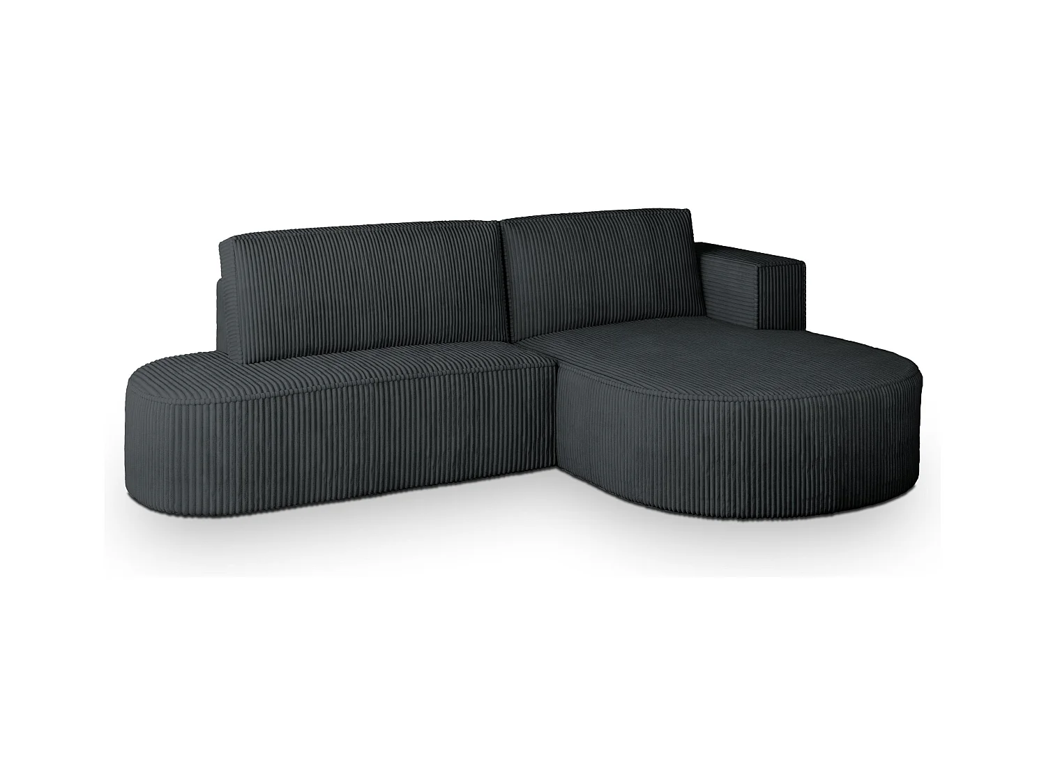 Canapé d'angle CORTIO Gris anthracite en velours côtelé avec fonction de couchage