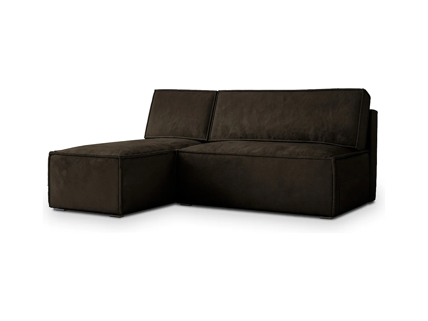 Canapé d'angle BRISO Marron en velours avec fonction de couchage