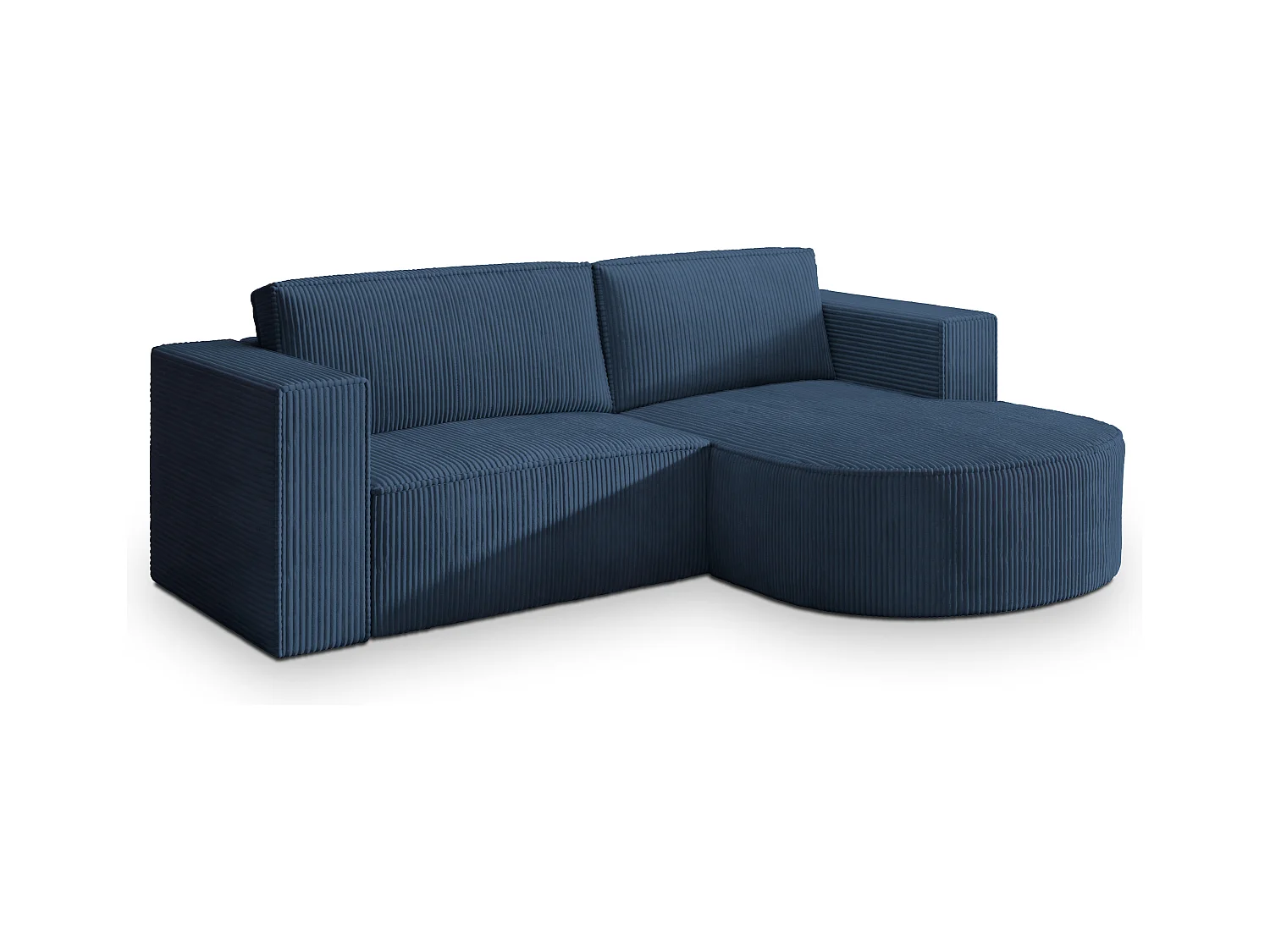 Canapé d'angle SORELA Bleu en velours côtelé avec fonction de couchage