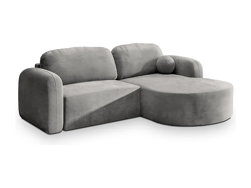 Canapé d'angle AMILIA Gris clair en velours avec fonction de couchage