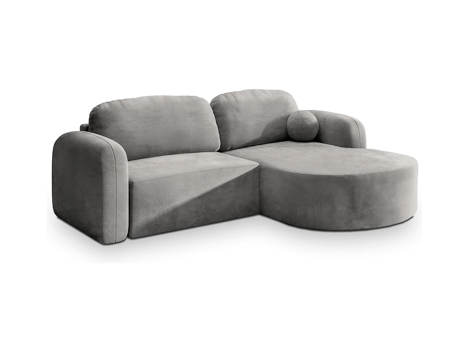 Canapé d'angle AMILIA Gris clair en velours avec fonction de couchage