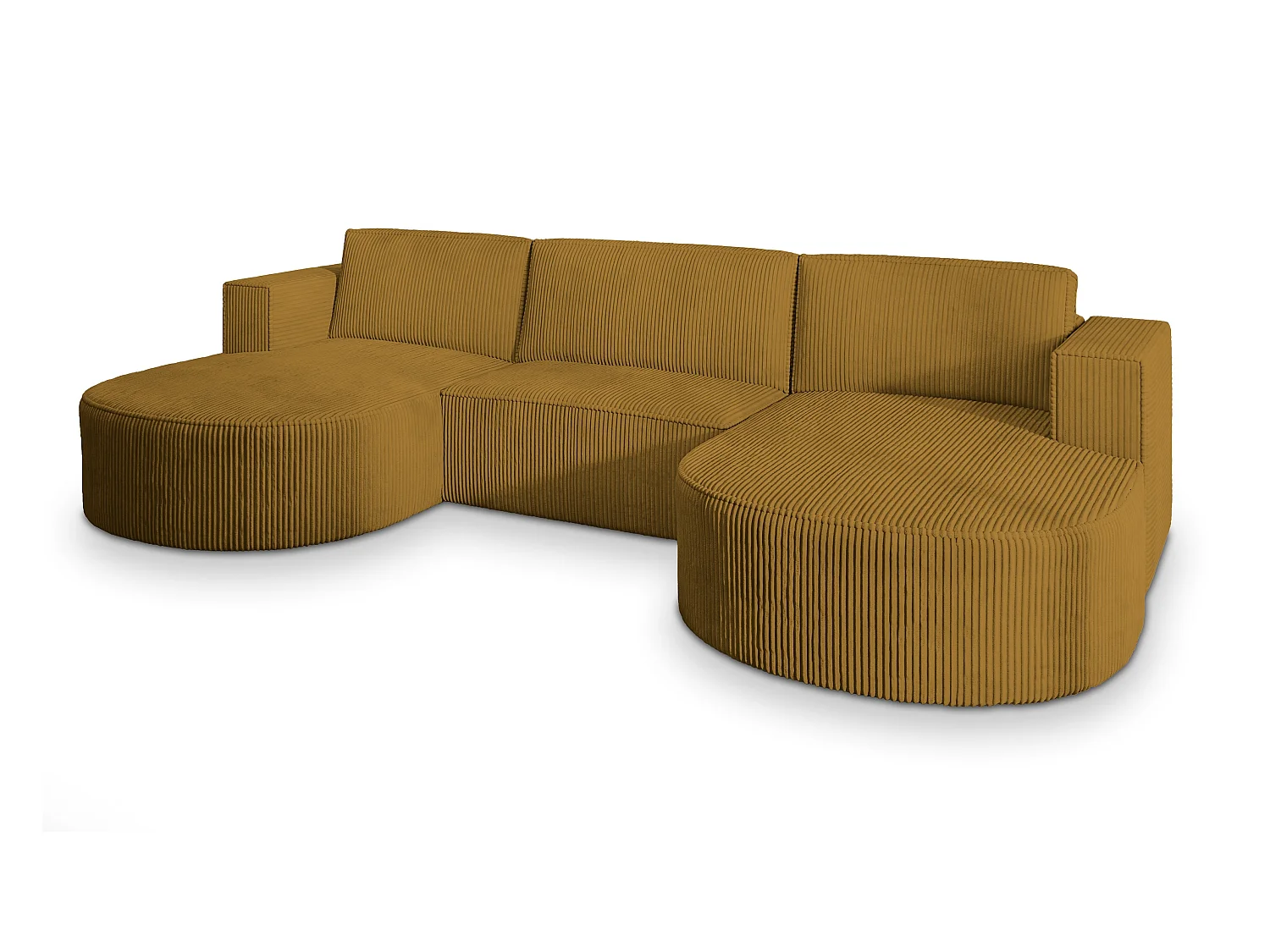 Canapé d'angle VEZZO Jaune en velours côtelé avec fonction de couchage