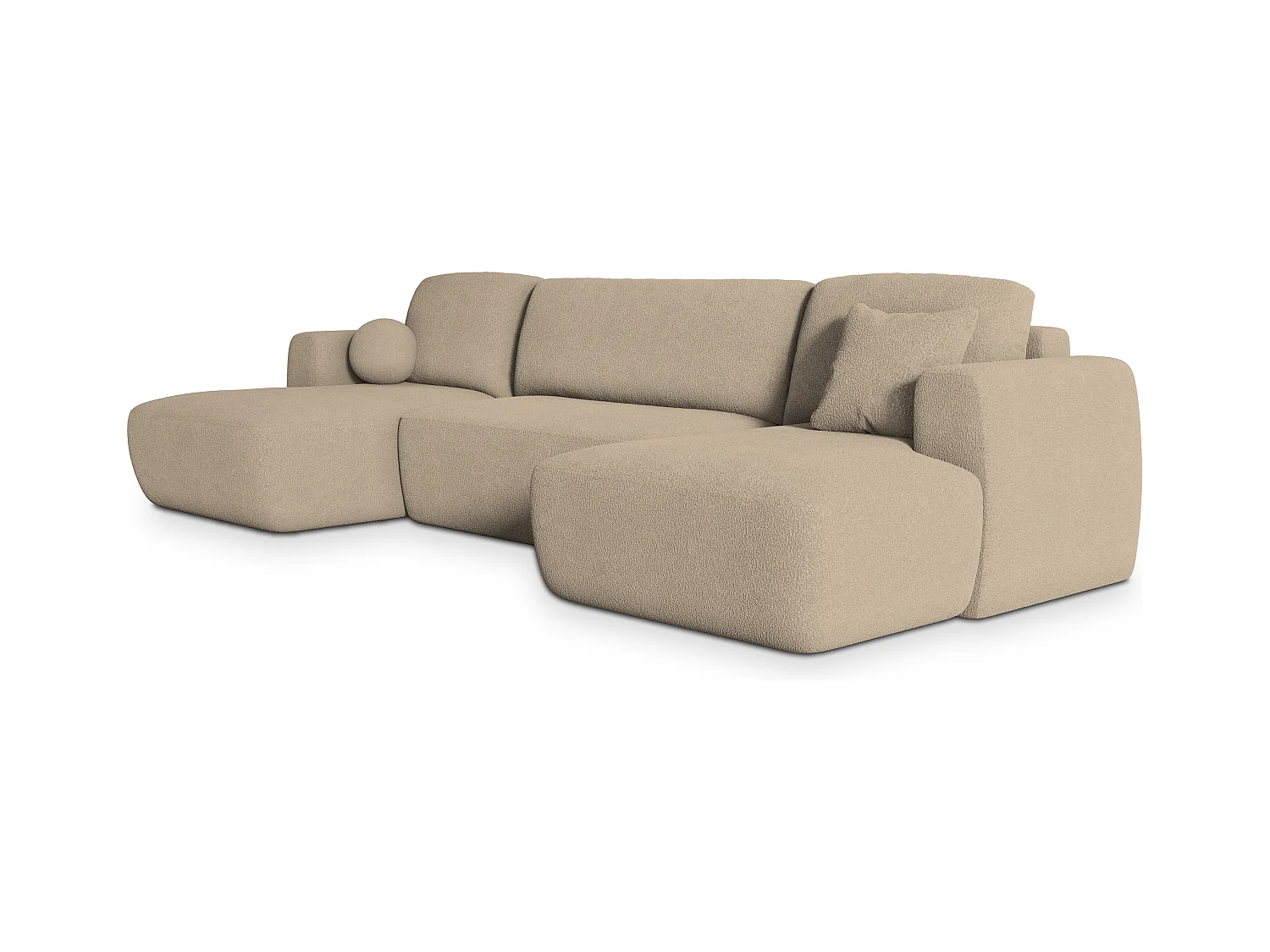 Canapé d'angle SENTUM Crème en bouclé avec fonction de couchage