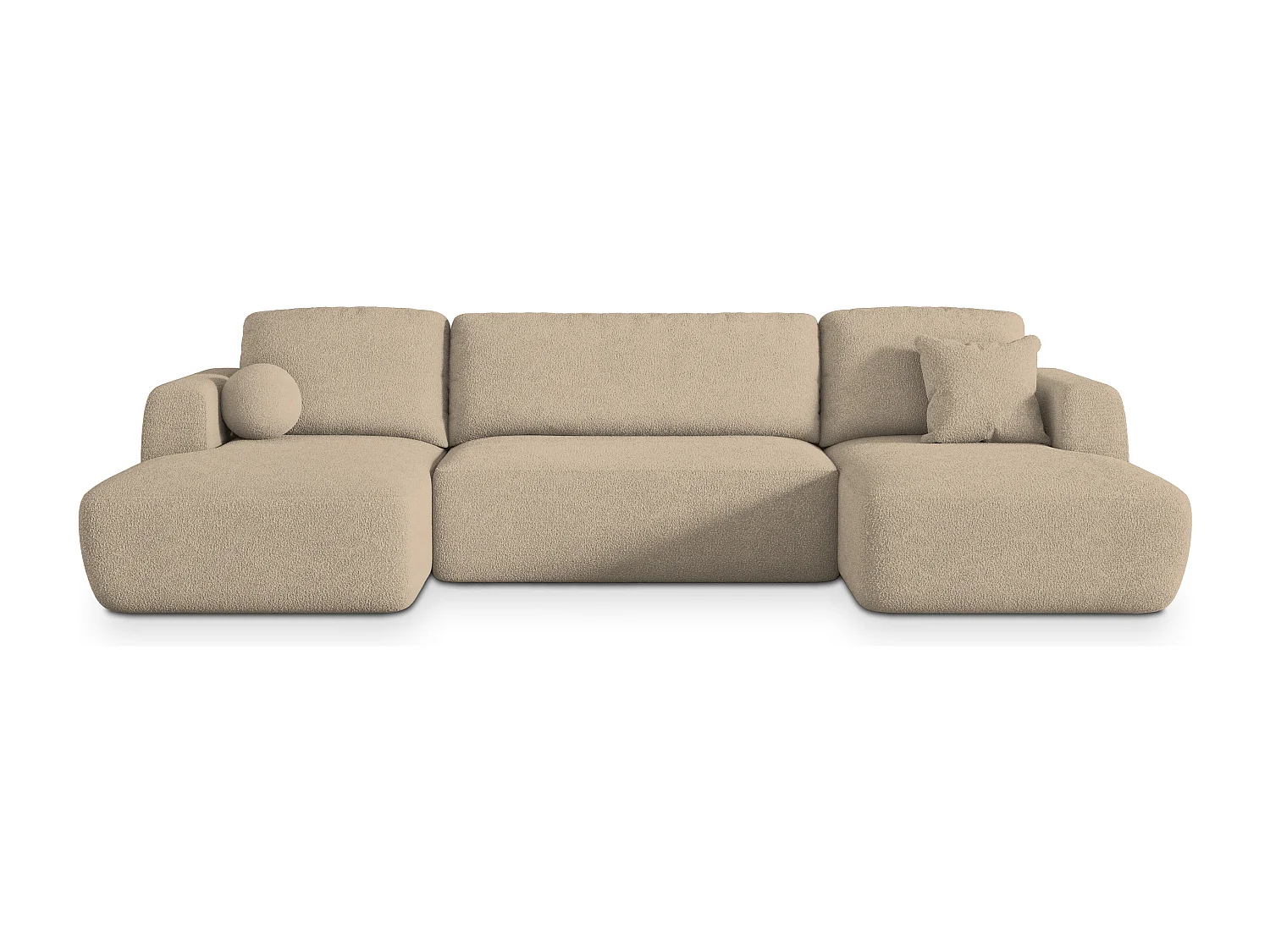 Canapé d'angle SENTUM Crème en bouclé avec fonction de couchage