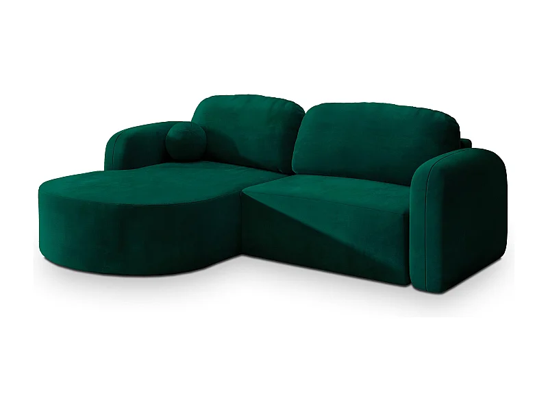 Canapé d'angle AMILIA Vert Sapin en velours avec fonction de couchage