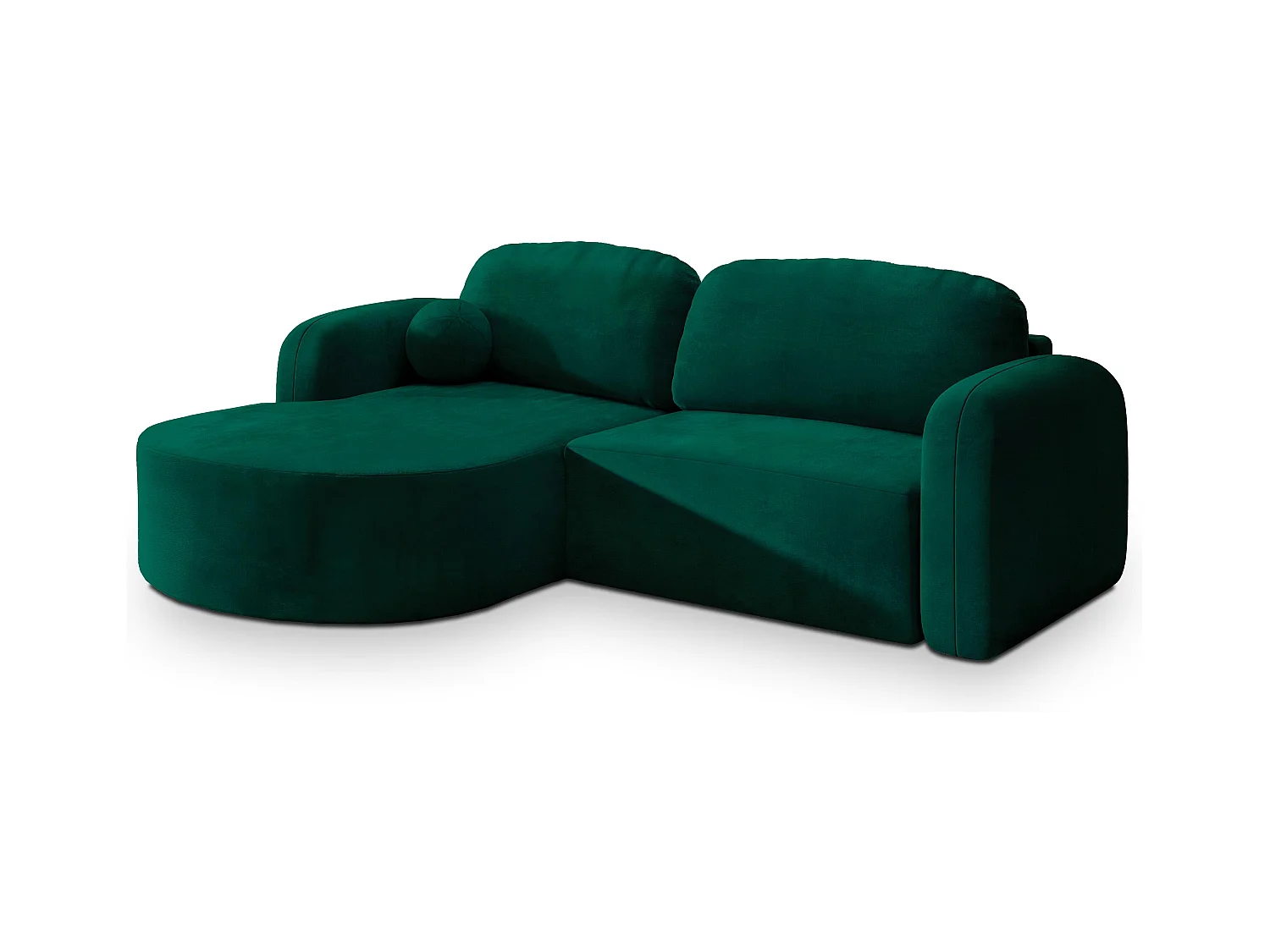 Canapé d'angle AMILIA Vert Sapin en velours avec fonction de couchage