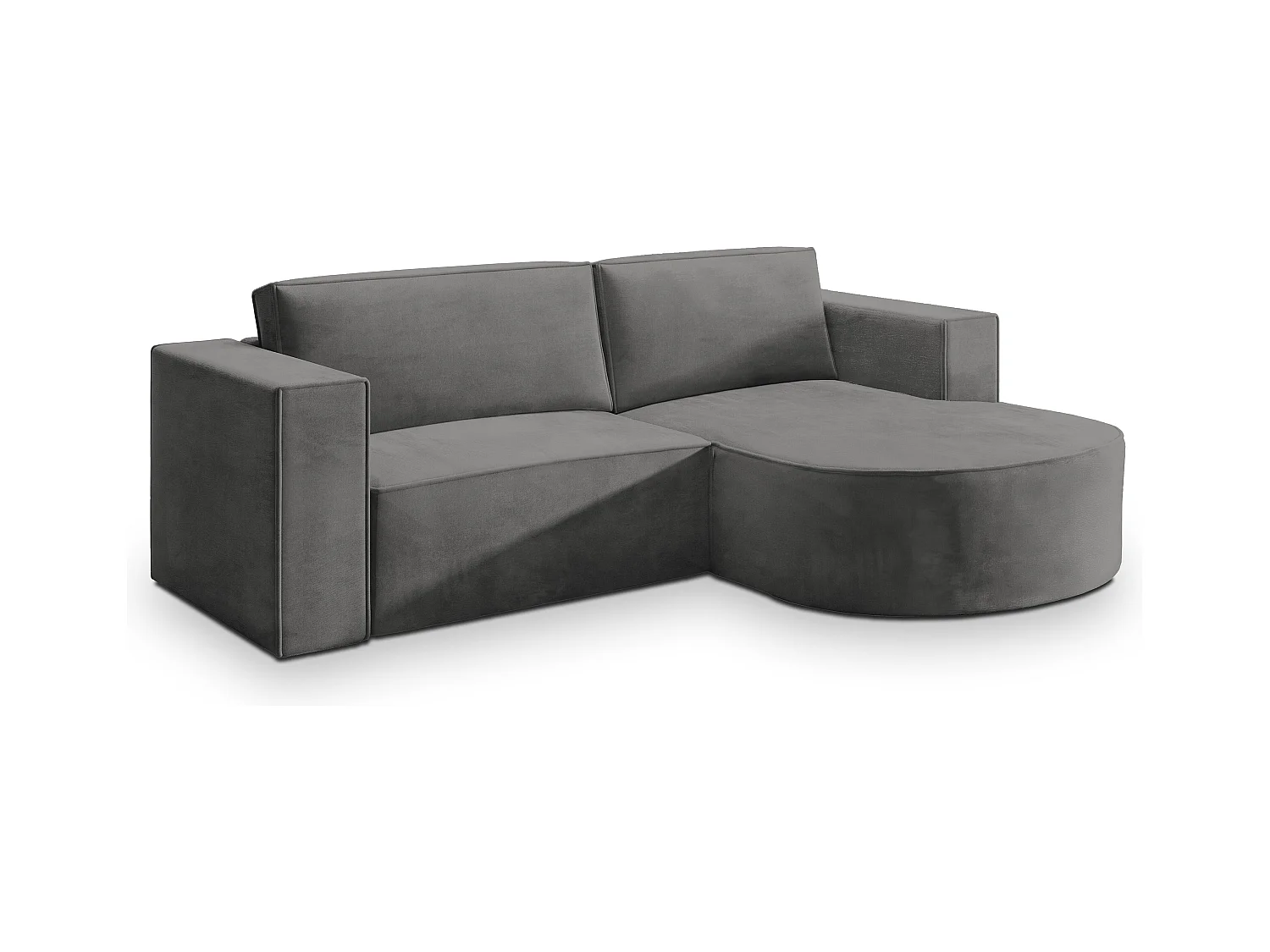 Canapé d'angle SORELA Gris en velours avec fonction de couchage