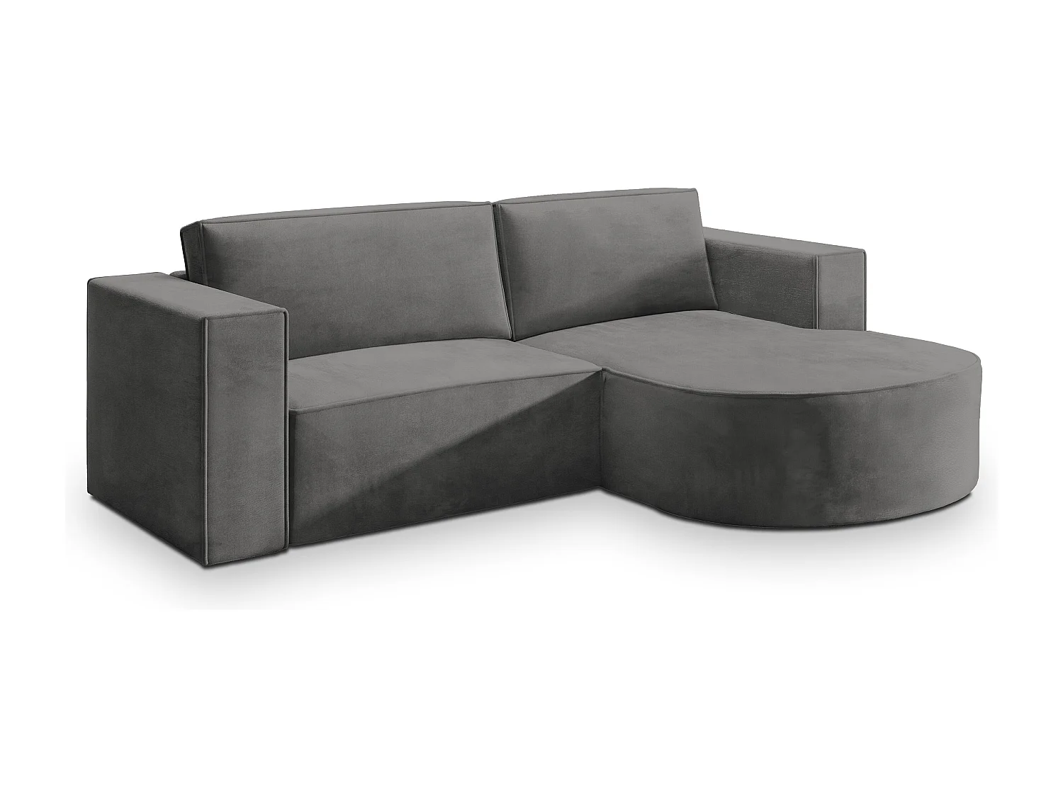 Canapé d'angle SORELA Gris en velours avec fonction de couchage