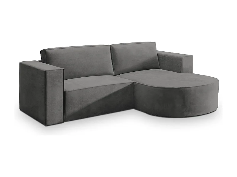 Canapé d'angle SORELA Gris en velours avec fonction de couchage