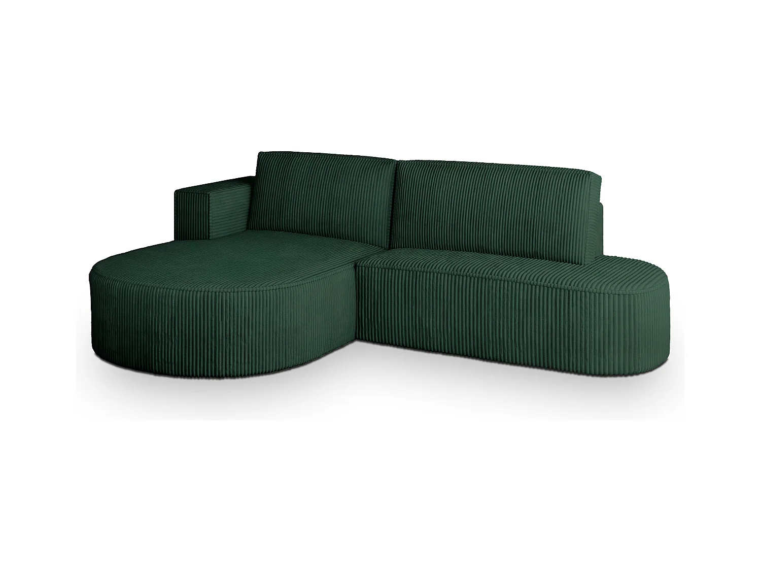 Canapé d'angle CORTIO Vert en velours côtelé avec fonction de couchage