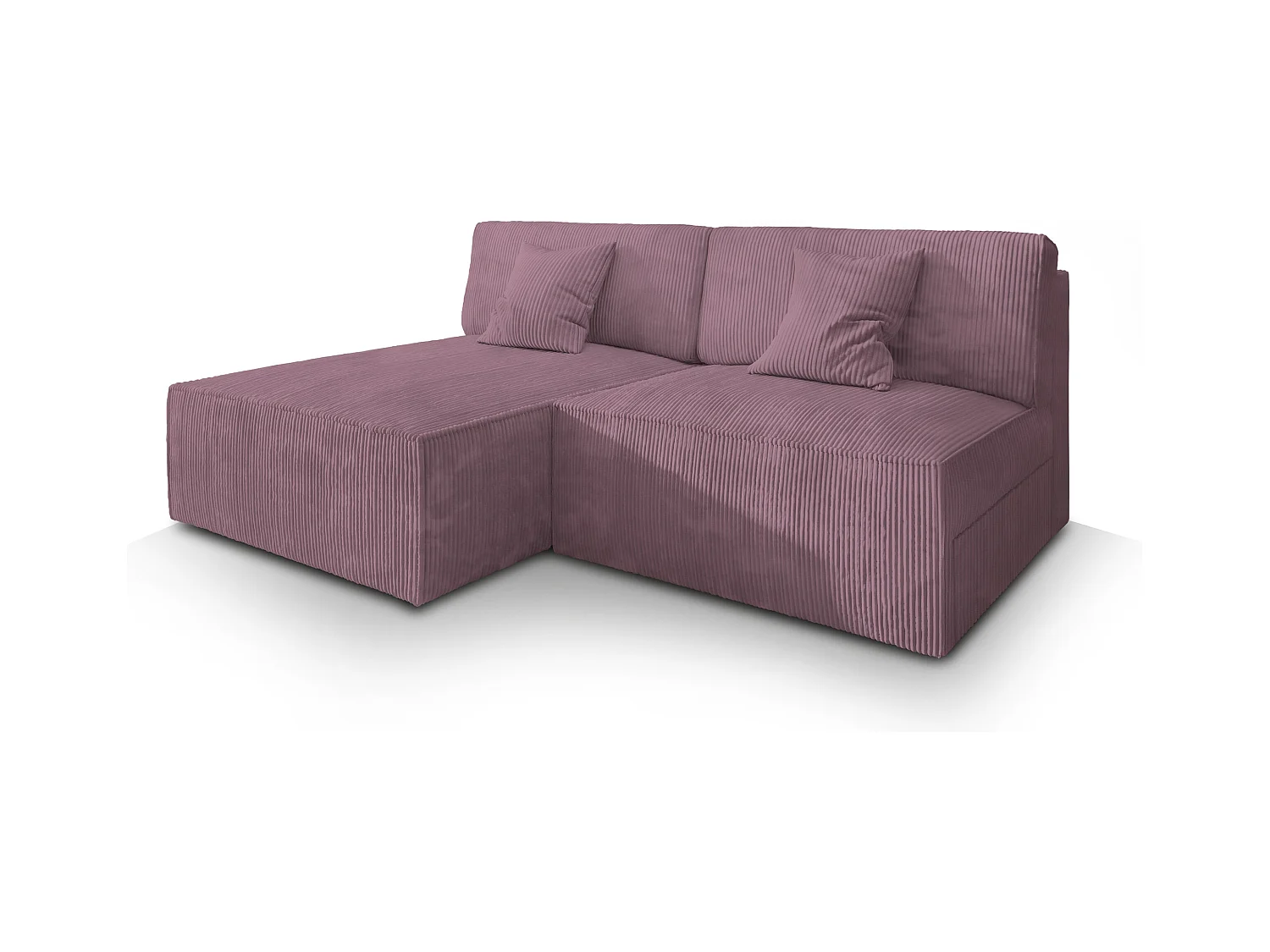 Canapé d'angle FIORO Parme en velours côtelé avec fonction de couchage