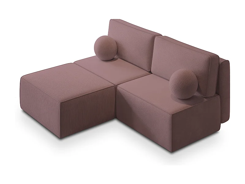 Canapé d'angle VARNA Parme en velours côtelé avec fonction de couchage