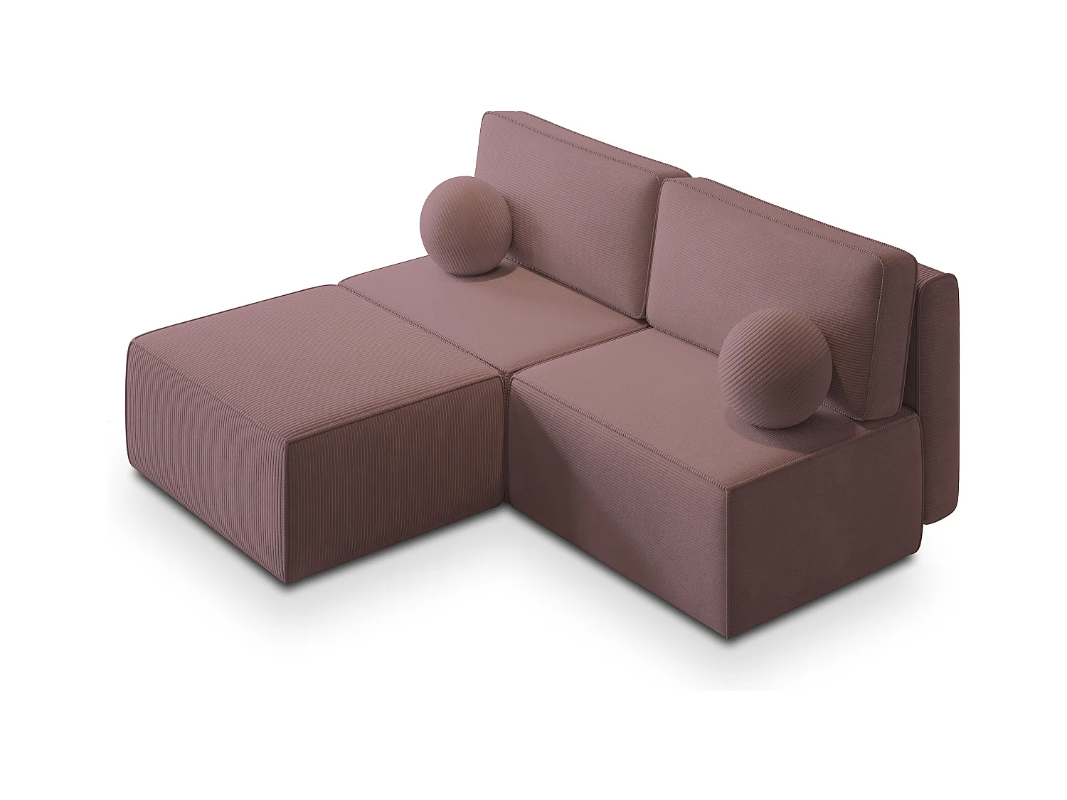 Canapé d'angle VARNA Parme en velours côtelé avec fonction de couchage