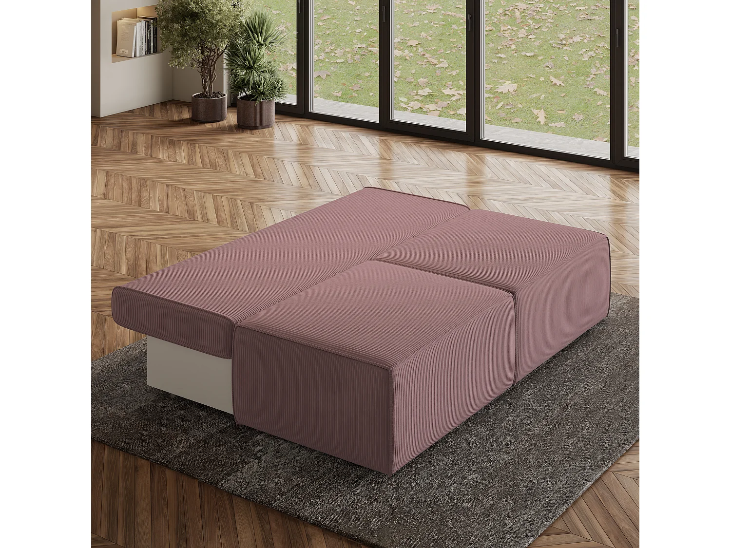 Canapé d'angle VARNA, avec fonction de couchage, velours côtelé Violet
