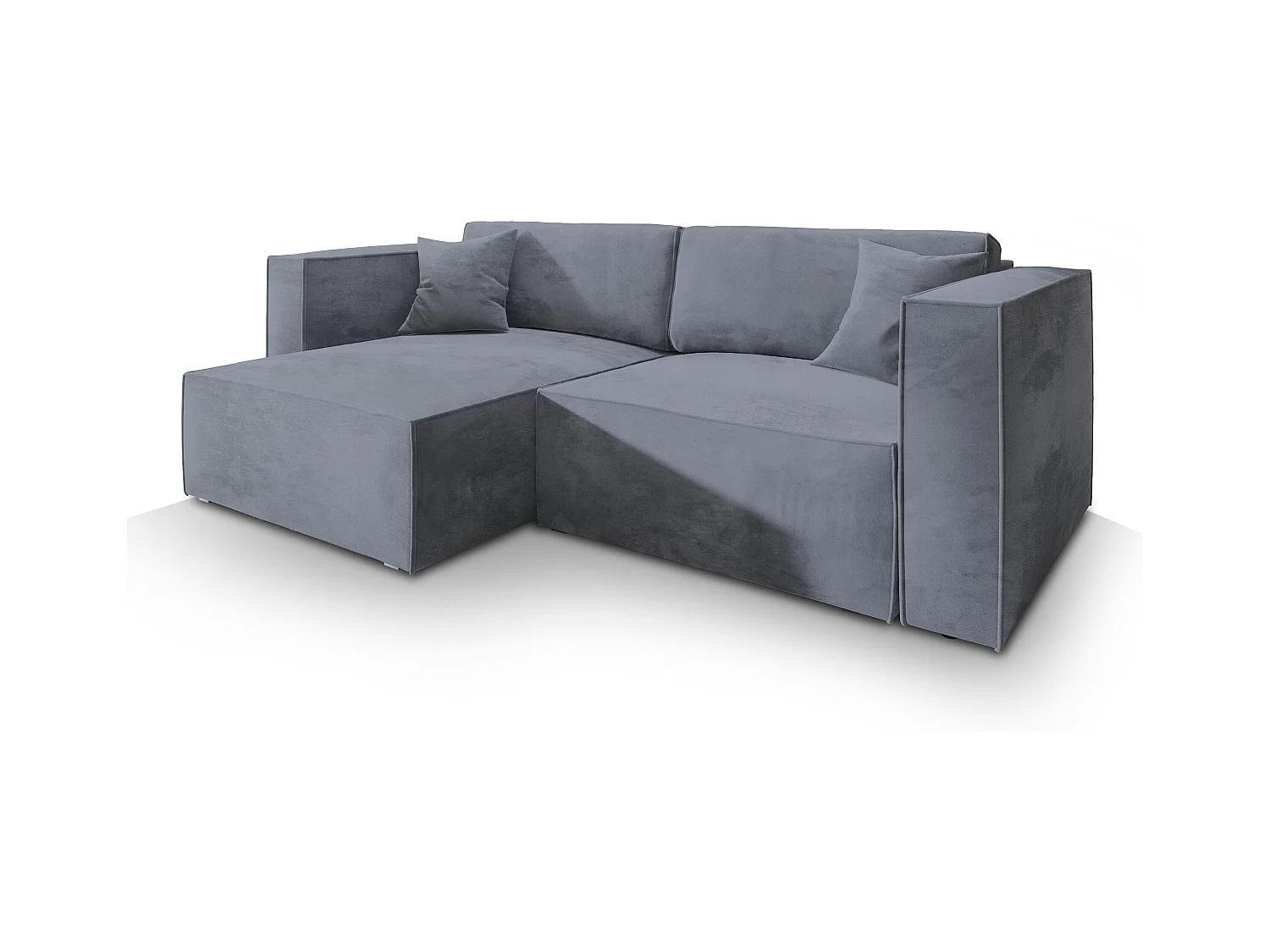 Canapé d'angle NERIO Gris en velours avec fonction de couchage