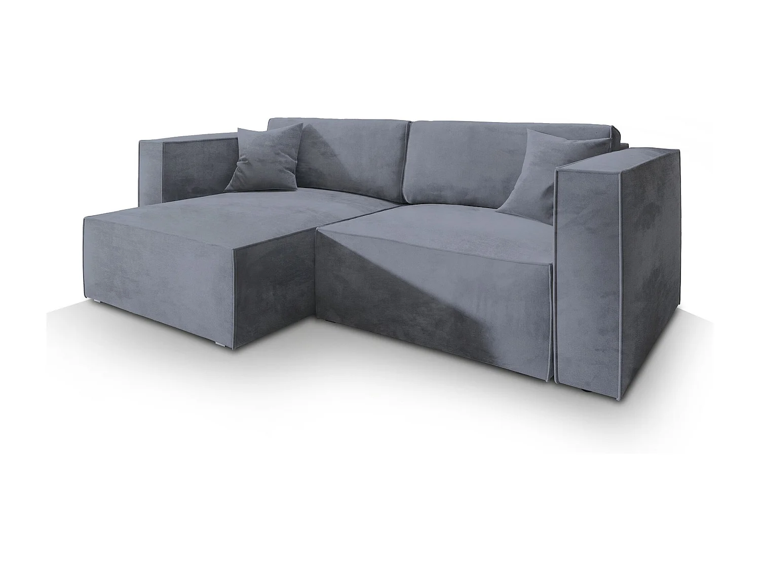 Canapé d'angle NERIO Gris en velours avec fonction de couchage