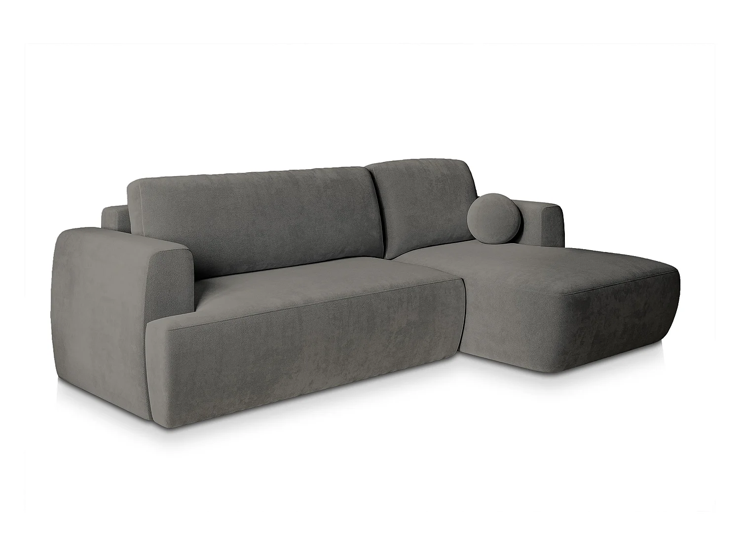 Canapé d'angle SENTI Gris en peluche avec fonction de couchage