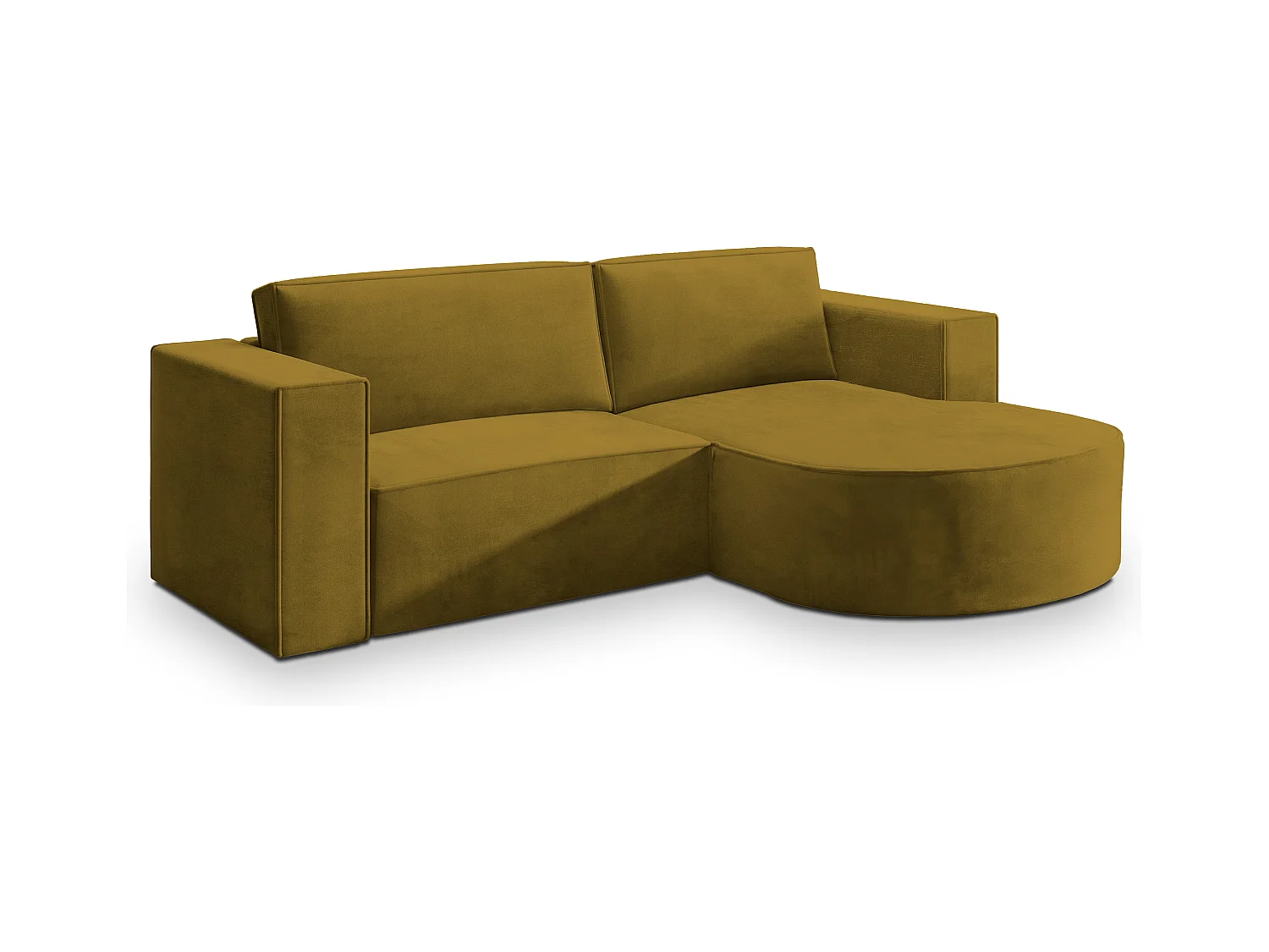 Canapé d'angle SORELA Jaune en velours avec fonction de couchage