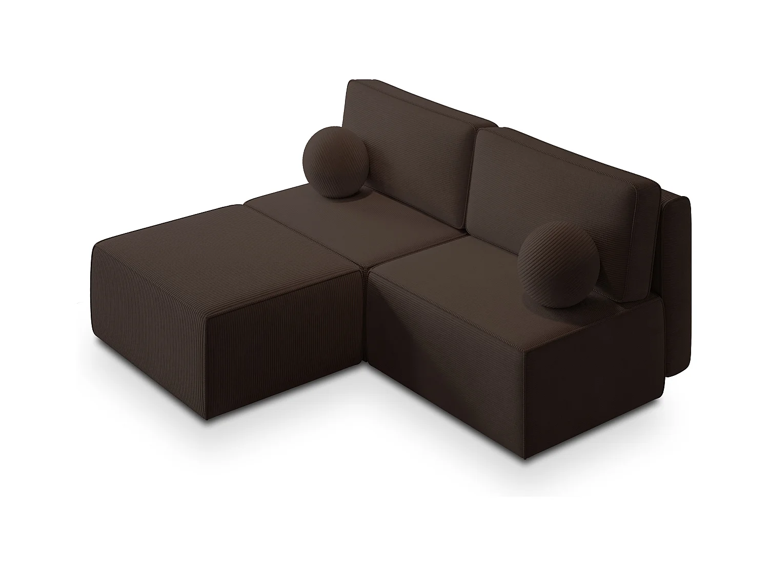 Canapé d'angle VARNA Marron en velours côtelé avec fonction de couchage