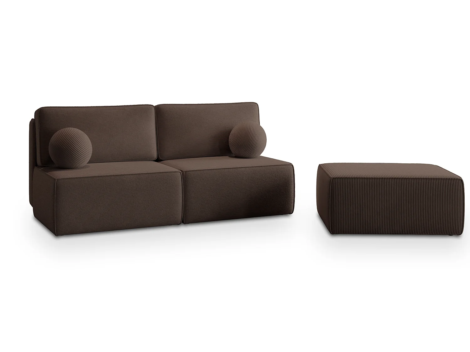 Canapé d'angle VARNA, avec fonction de couchage, velours côtelé Marron