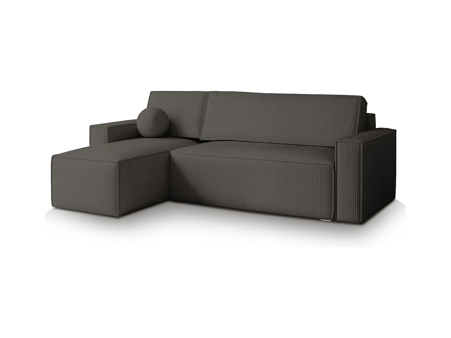 Canapé d'angle RAVELO Gris anthracite en velours côtelé avec fonction de couchage