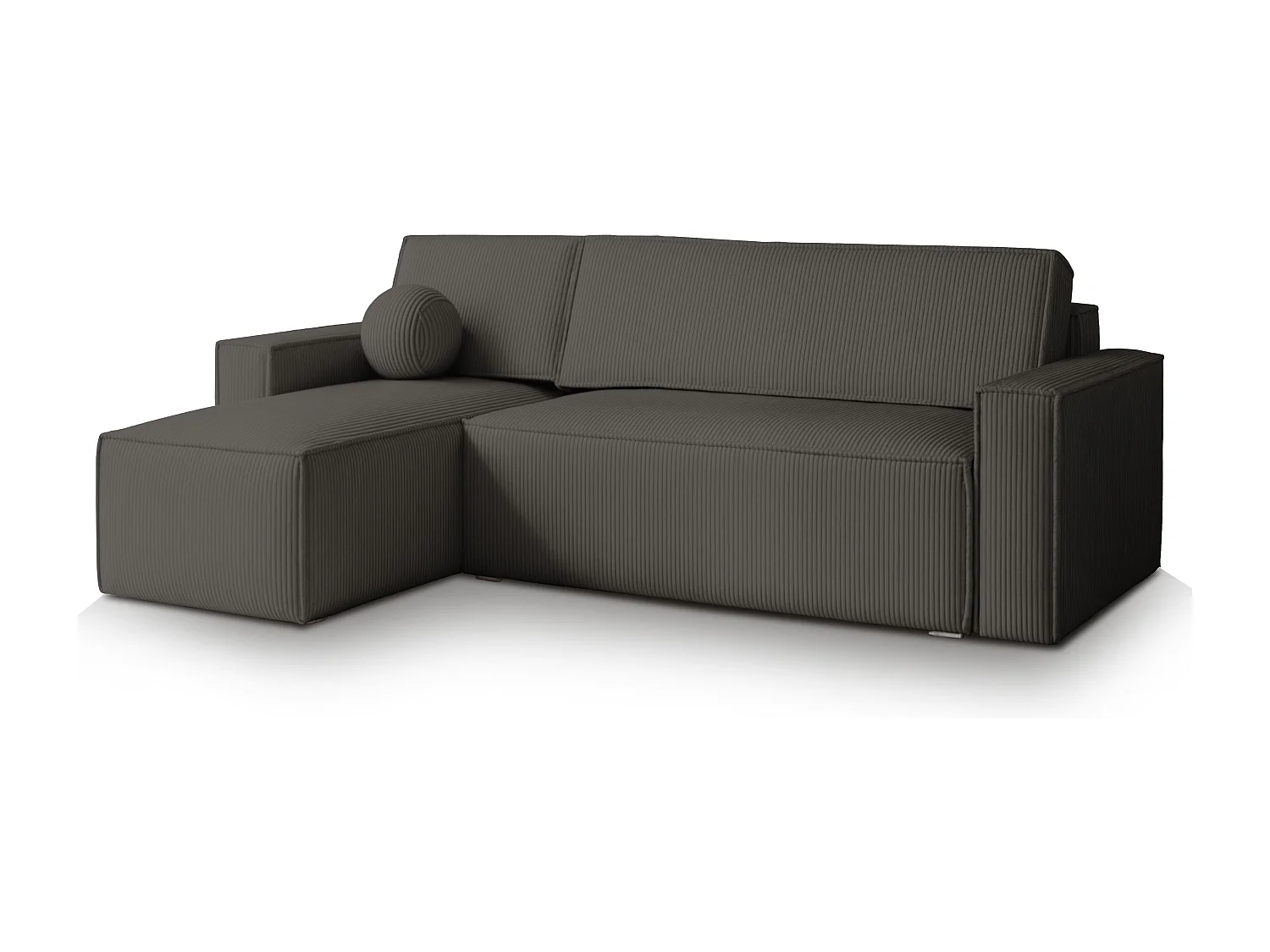 Canapé d'angle RAVELO Gris anthracite en velours côtelé avec fonction de couchage