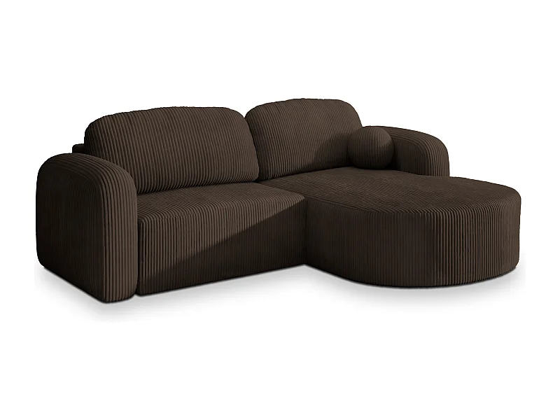 Canapé d'angle AMILIA Marron en velours côtelé avec fonction de couchage