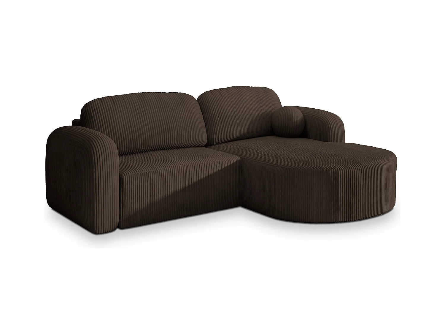 Canapé d'angle AMILIA Marron en velours côtelé avec fonction de couchage