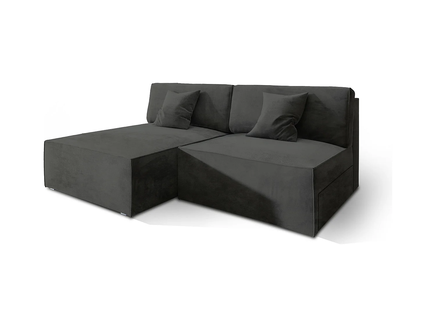 Canapé d'angle FIORO Noir en velours avec fonction de couchage
