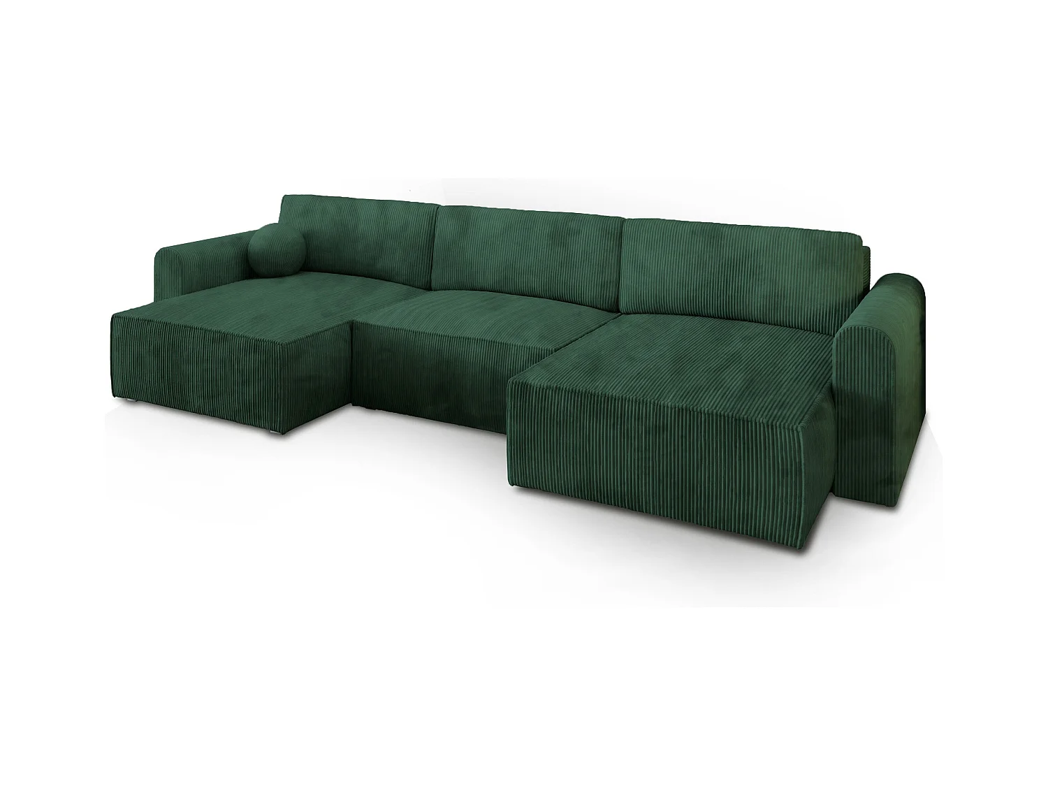 Canapé d'angle FENTO Vert Sapin en velours côtelé avec fonction de couchage