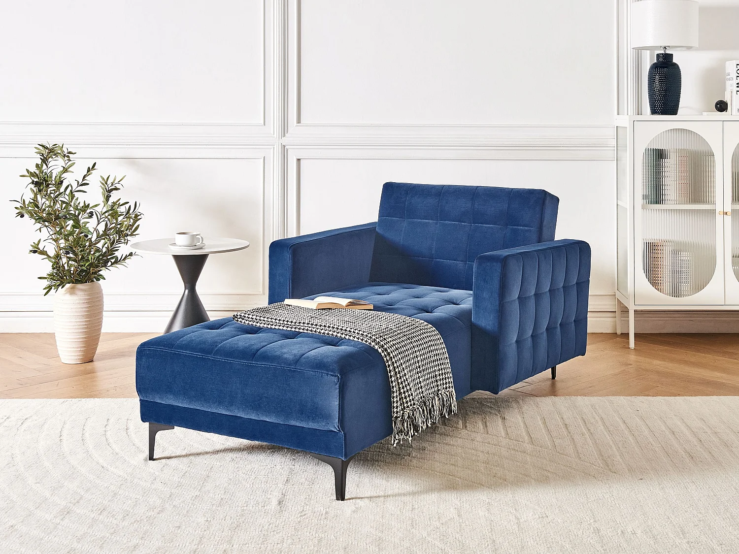 Chaise longue ABERDEEN Velours Bleu