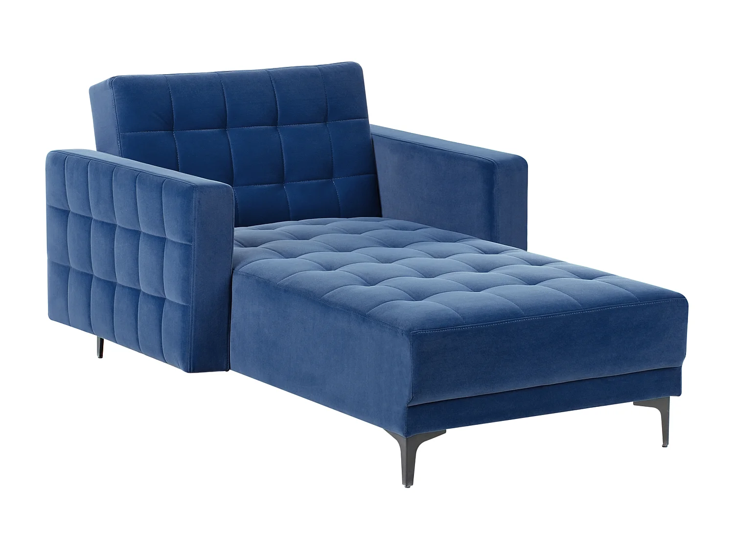 Chaiselongue Samt blau gesteppt Schlaffunktion Metallgestell schwarz Aberdeen