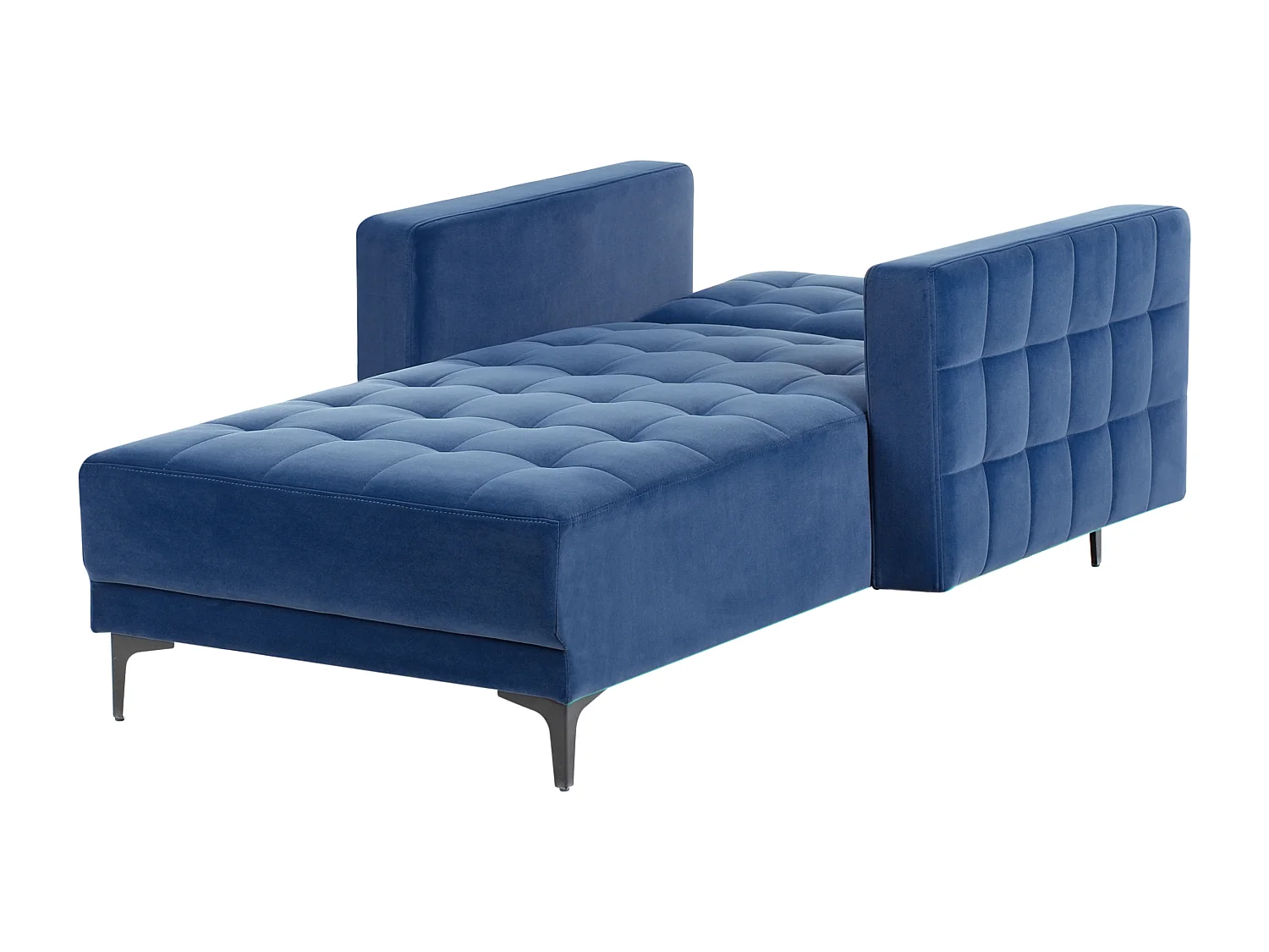 Chaiselongue Samt blau gesteppt Schlaffunktion Metallgestell schwarz Aberdeen
