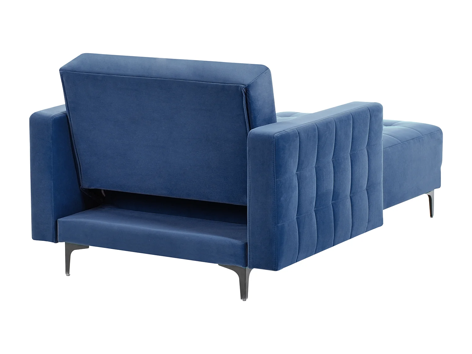 Chaiselongue Samt blau gesteppt Schlaffunktion Metallgestell schwarz Aberdeen