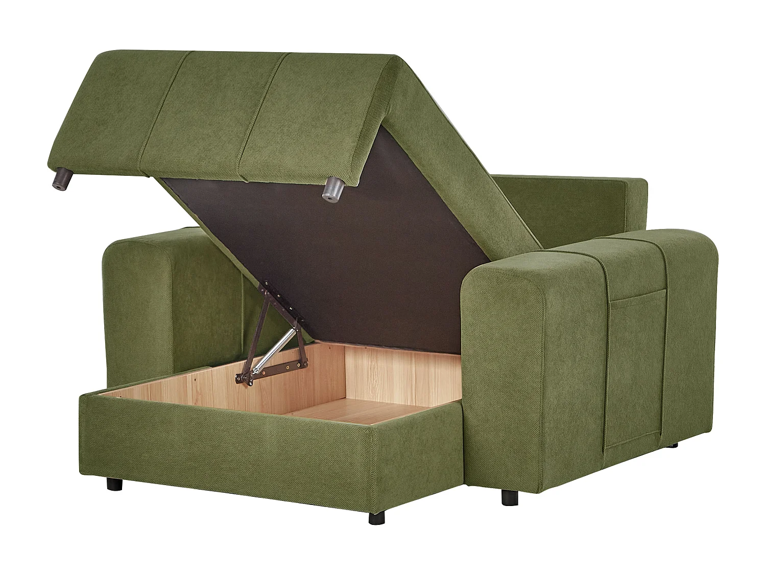 Chaiselongue Stoff grün gepolstert mit Stauraum Récamiere Innvik