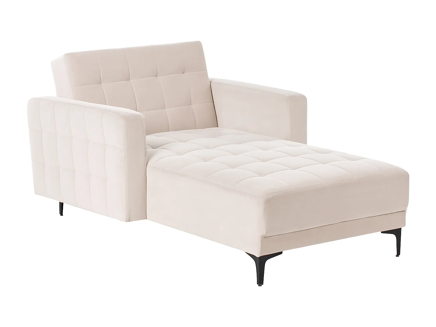 Chaiselongue Samt hell beige mit Schlaffunktion Metallgestell schwarz Aberdeen