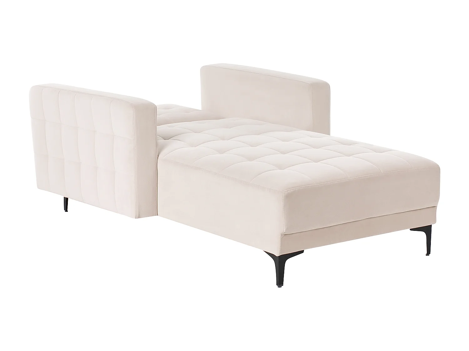 Chaiselongue Samt hell beige mit Schlaffunktion Metallgestell schwarz Aberdeen