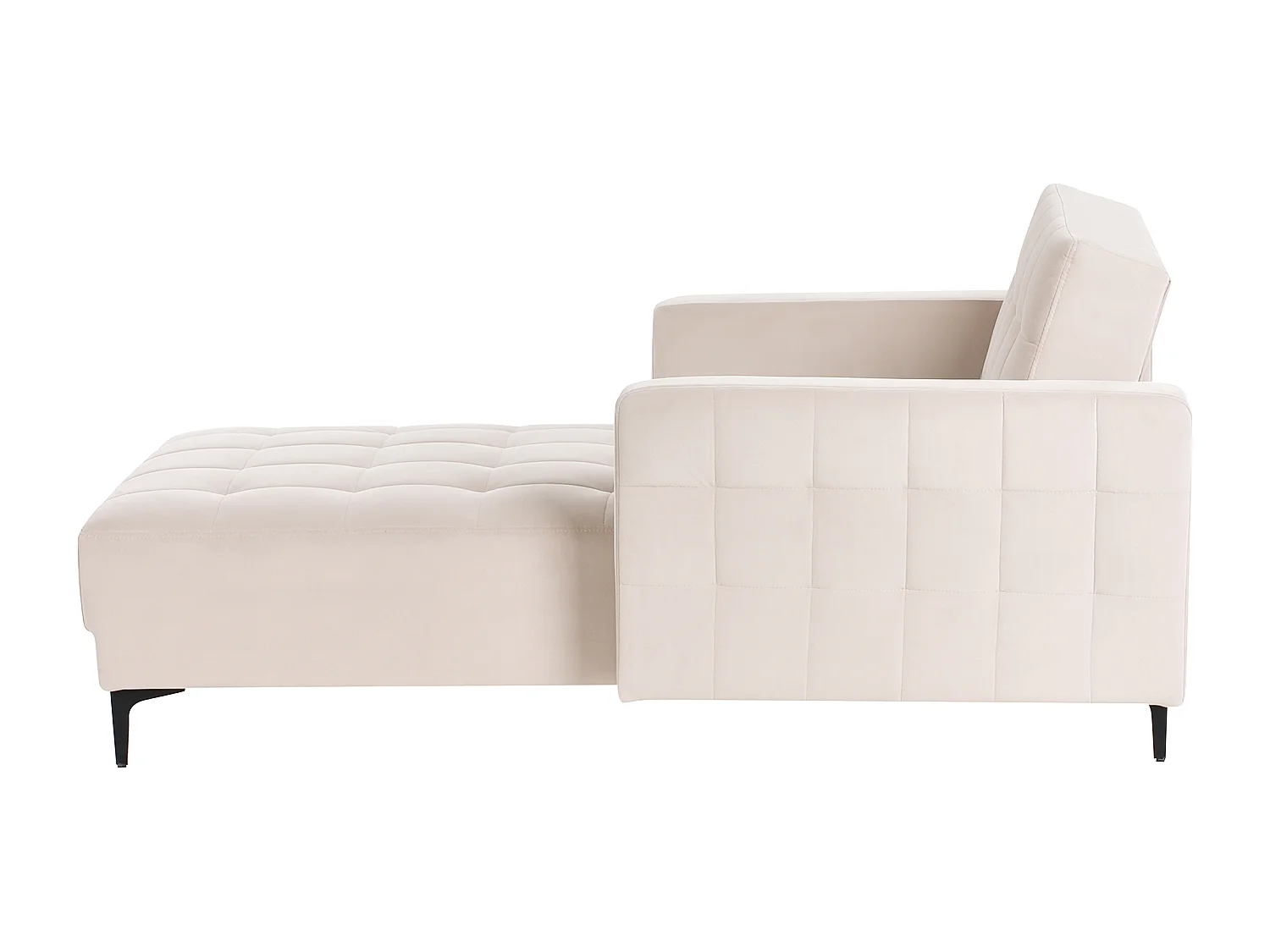 Chaiselongue Samt hell beige mit Schlaffunktion Metallgestell schwarz Aberdeen