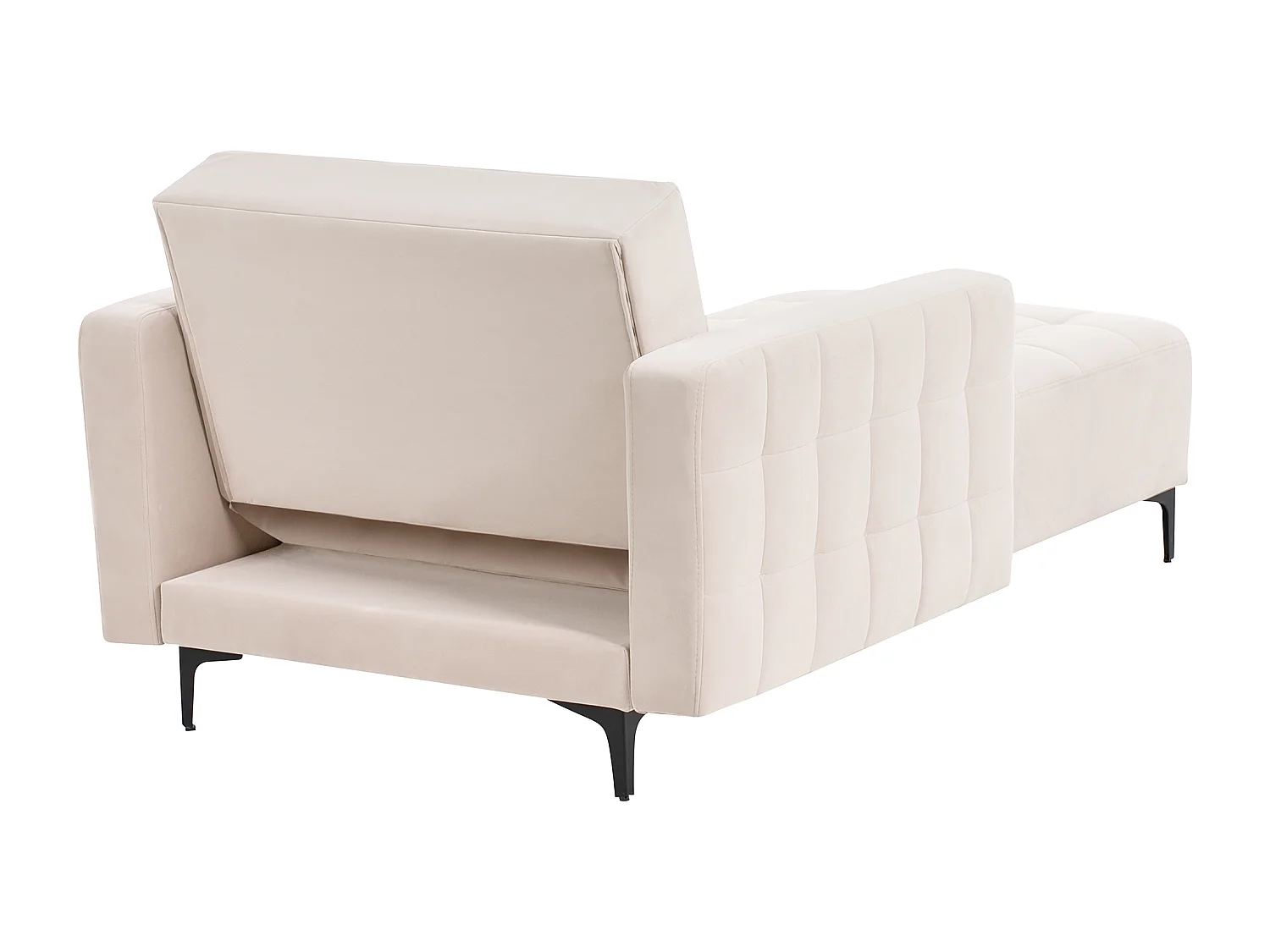 Chaiselongue Samt hell beige mit Schlaffunktion Metallgestell schwarz Aberdeen