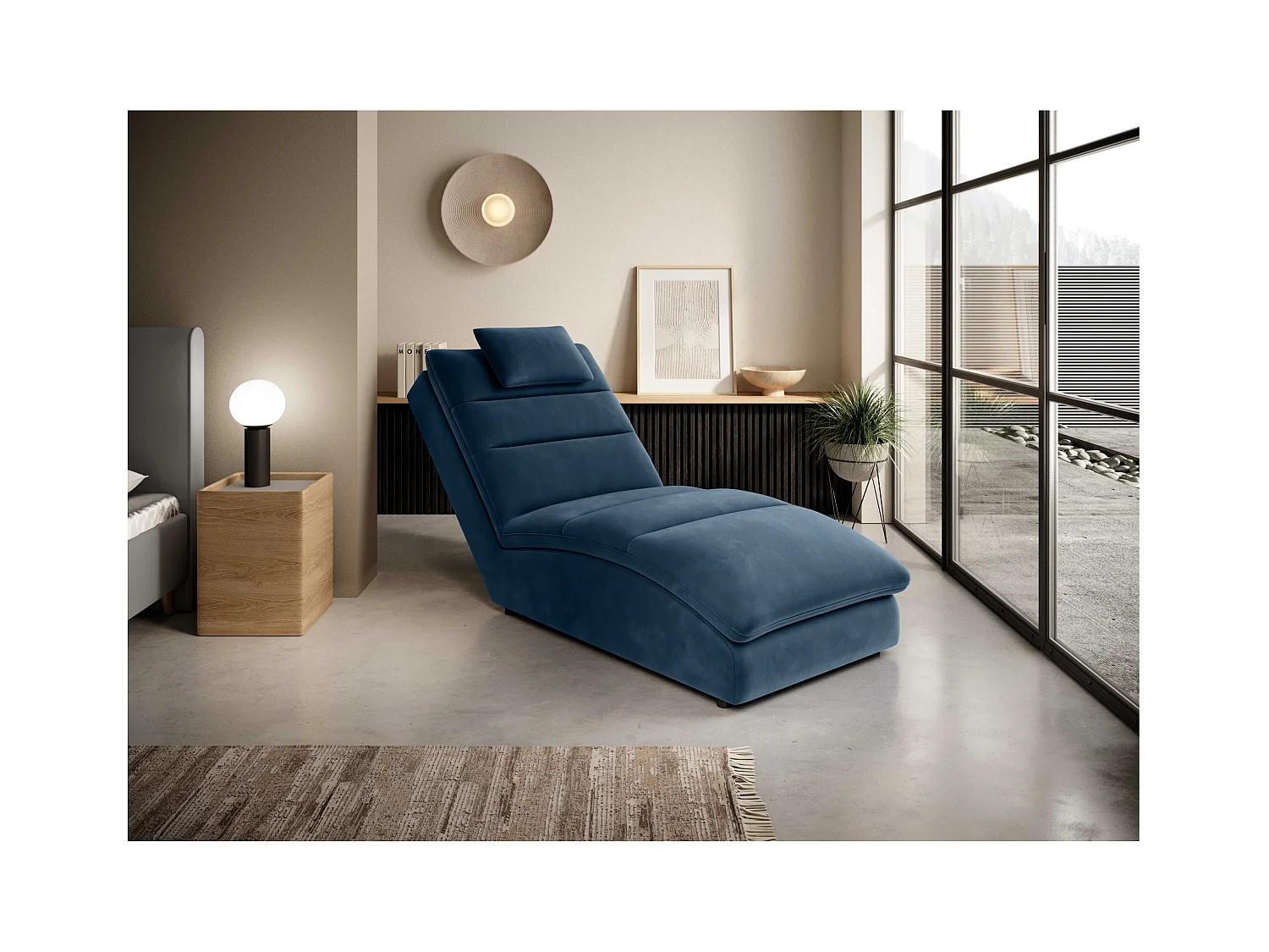 Chaiselongue Commo/Tissu/bleue