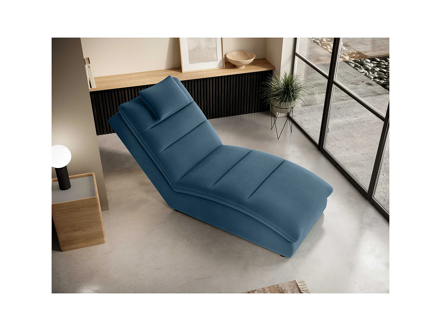 Chaiselongue Commo/Tissu/bleue