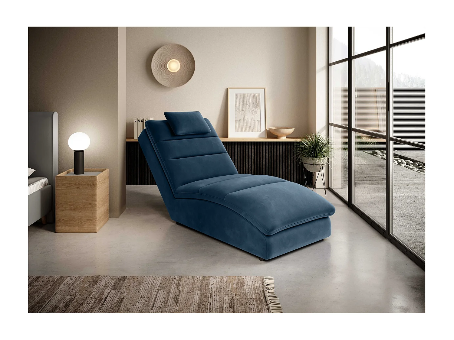 Chaiselongue Commo/Tessuto/blu